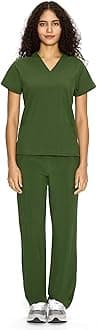 COZYFIT Scrubs for Women Set Medical Uniform - V-Neck Top & Straight Leg Pants with 9 Pockets, Unisex Workwear