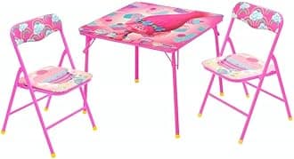 Idea Nuova Trolls 3 Piece Children's Activity Square Table and Chair Set, Ages 3+