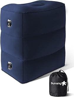 Sunany Inflatable Foot Rest Pillow for Travel, Kids/Adults Airplane Travel Pillow-Adjustable Height Cushions,for Kids to Sleep While Traveling,Suitable for Office, Home and Any Travel（Blue）