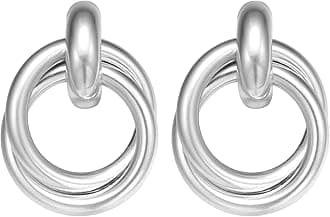 Geometric Rectangle Gold Stud Earrings Irregular Hammered Chunky Statement Square Earrings for Women Trendy