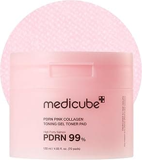 medicube Salmon DNA PDRN Pink Collagen Jelly Pad | Korean Gel Toner Pads with Niacinamide, Madecassoside, Retinol | Soothing, Radiance & Uneven Skin Tone | Korean Skin Care | 70Pads