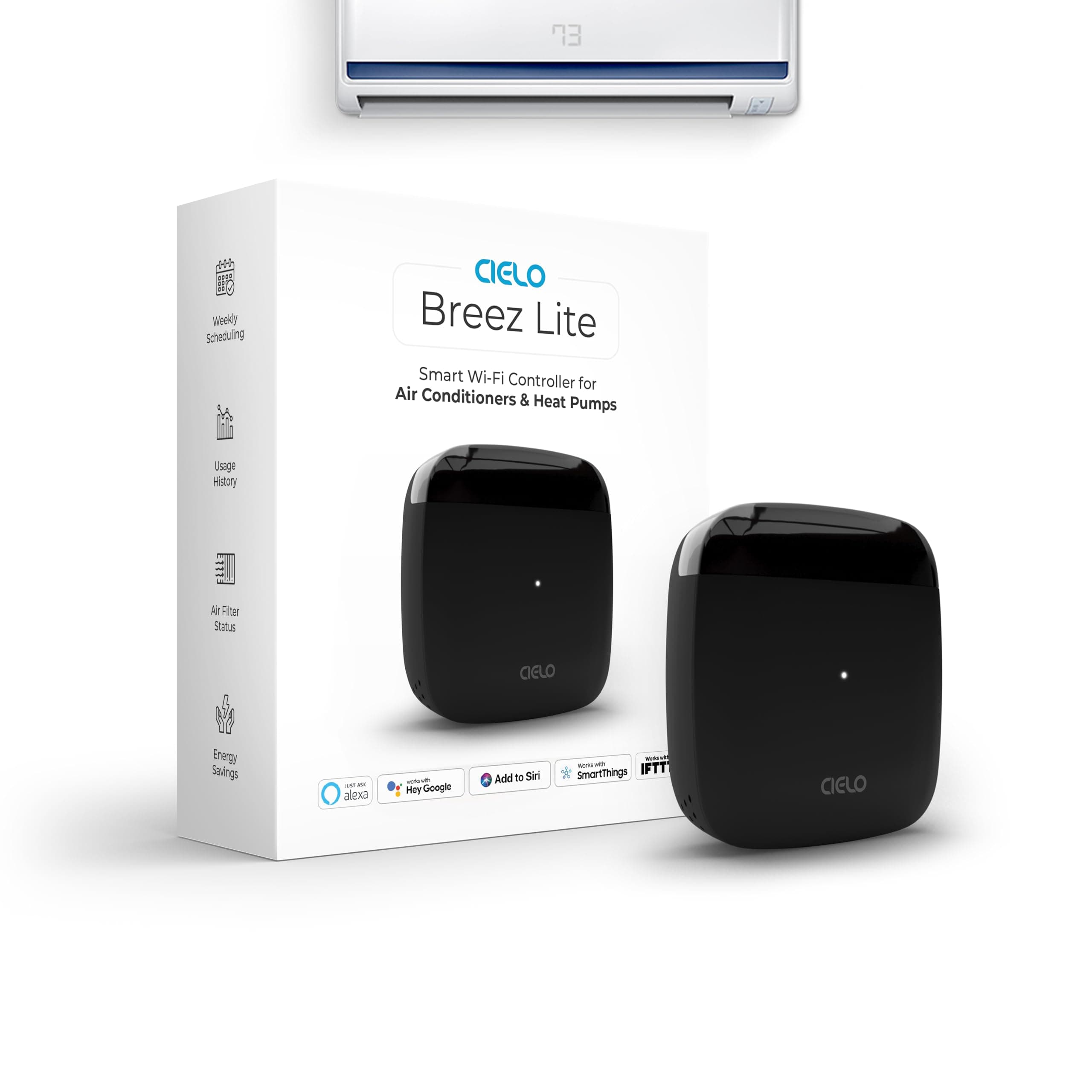Breez Lite | Smart AC Controller for Mini Split, Windows & Portable Air Conditioners & Heat Pumps | Free App, No Subscriptions | Alexa, Google, Siri Shortcuts, SmartThings,