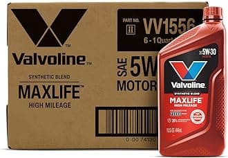 Valvoline MaxLife High Mileage 5W-30 Synthetic Blend Motor Oil 1 Quart, Pack of 6