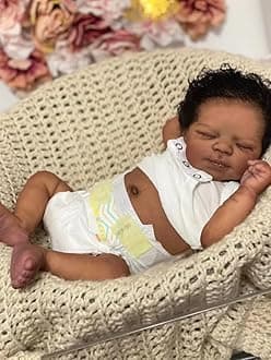 Zero Pam Black Reborn Baby Dolls Silicone Full Body-18 in Realistic Baby Doll, Black Reborn Dolls Girls, African American Full Silicone Doll, Real Life Newborn Babies with Accessories