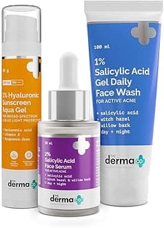 Anti Acne Kit | Skincare Routine Kit | 1% Salicylic Acid Gel Face Wash + 2% Salicylic Acid Serum + 1% Hyaluronic Sunscreen Aqua Gel |Spectrum Protection, Spf 50 Pa++++ For Men And Women