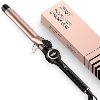 WEEYUM Curling Iron 1 Inch Barrel, Long Barrel Curling Wand for Hair, Ceramic Tourmaline Hair Curling Iron Double Voltage(100-240V)