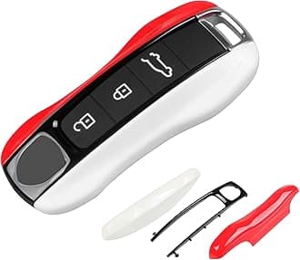 Red Black White Key Fob Cover Compatible with Porsche Cayenne 2018-2025 Panamera 2017-2024 911 2019-2023 Taycan 2019-2024 Compatible with Porsche Key Cover