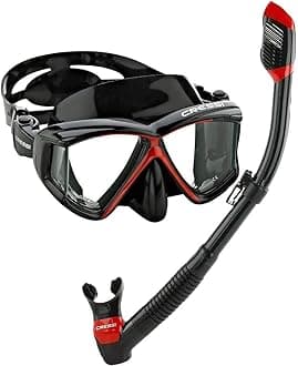 Cressi Panoramic Wide View Mask & Dry Snorkel Kit for Snorkeling, Scuba Diving | Pano 3 & Supernova Dry: designed in Italy