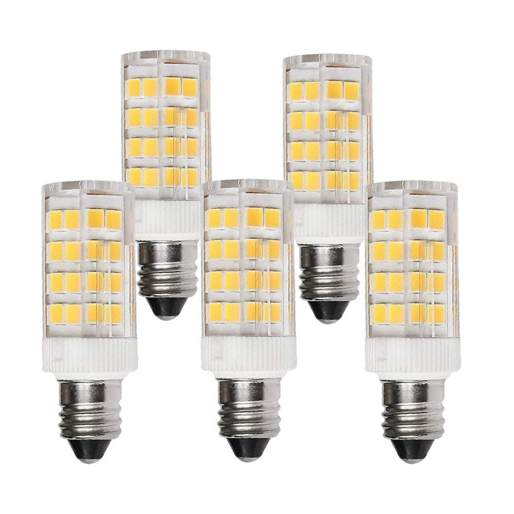 E11 LED Bulb, Mini Candelabra E11 Base, Dimmable 4W, T4 JD 120V LED Halogen Bulb Replacement, 40W Equivalent,Warm White 3000K(5 Pack)