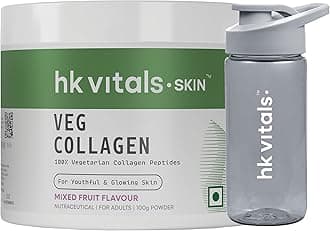 Veg Collagen Supplement Powder (Mixed Fruit, 100g) & Sipper | Pack of 2 | Collagen Peptides with Vitamin C, E | For Healthy Skin, Hair & Nails