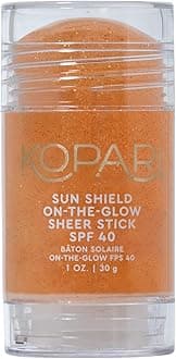 Kopari Sun Shield On-The-Glow Sheer Sunscreen Stick SPF 40, Sweat and Water Resistant Roll On Sunscreen For Face and Body with Vitamin E and Bisobolol, 1oz