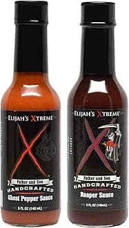Elijah's Xtreme Carolina Reaper Hot Pepper Sauce with Sweet Black Cherries, Cranberries and Kentucky Bourbon (5 oz) (2-Pack) (Xtreme Ghost Pepper and Carolina Reaper)