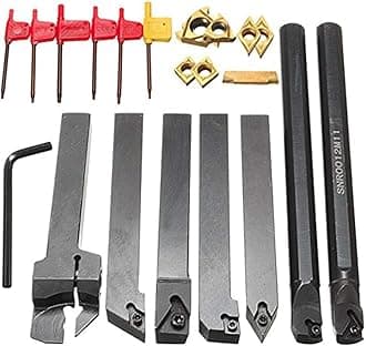 EsportsMJJ 7pcs 12mm Shank Lathe Set Boring Bar Turning Tool Holder Kit With Carbide Inserts