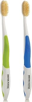 Doctor Plotka's Antimicrobial Floss Bristle Silver Toothbrush, Adult, 2 Pack