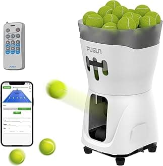 Tennis Ball Machine, Tennis Ball Shooter for Beginners, Dual-Control via App&Remote, 65+Ball Capacity, Random/Backhand/Forehand Training, Adjustable Speed/Spin/Frequency, Lightweight&Mini Size