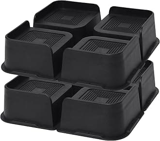 MYMULIKE Bed Risers 3 inch, Oversized Furniture Risers,Heavy-Duty Support Up to 6000 Lbs, Lift 3 inch for Couch, Sofa, Table,Chair (Black 8 Pack, 3 inch)