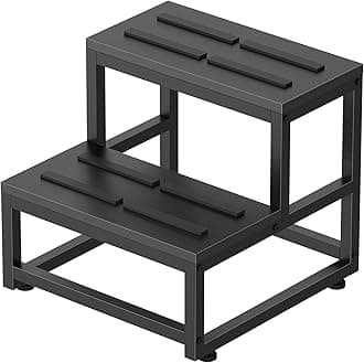 LIANTRAL 2 Step Wooden Step Stools for Adults Kids, Heavy Duty Stepping Stools Step Stools for High Beds, Non-Slip Bedside Foot Stool with 500 Lbs Capacity, Kitchen, Bed, RV Step, Black