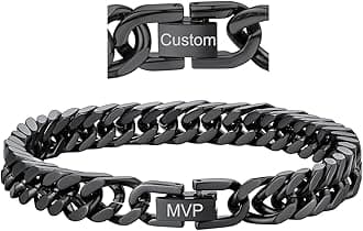 ChainsHouse Stainless Steel Cuban Link Bracelet, 8mm/12mm/17mm Width, 7.5"/8.3"/9", 18K Gold Plated Chain Wrist Bracelets for Men Women, Send Gift Box