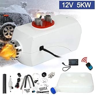 Triclicks 12V 5KW Air Diesel Heater Parking Heater Diesel Night Heater with Silencer LCD Switch Remote Control 10L Tank For Truck, Boat, Car Trailer, Motorhomes, Campervans, Caravas (White)