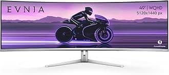 Philips Evnia 49M2C8900 49'' QD OLED Curved Gaming Monitor, Wide Dual QHD, 240Hz, AMD FreeSync Premium Pro, USB-C Docking, Built in KVM, Height Adjustable, Xbox PS5 Switch Compatible, 4-Year Warranty