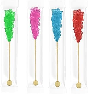 Fruidles Cherry Rock Candy Lollipops Pops Candy Suckers, Variety Flavor and Color Assortment, 5.5" (12-Pack)