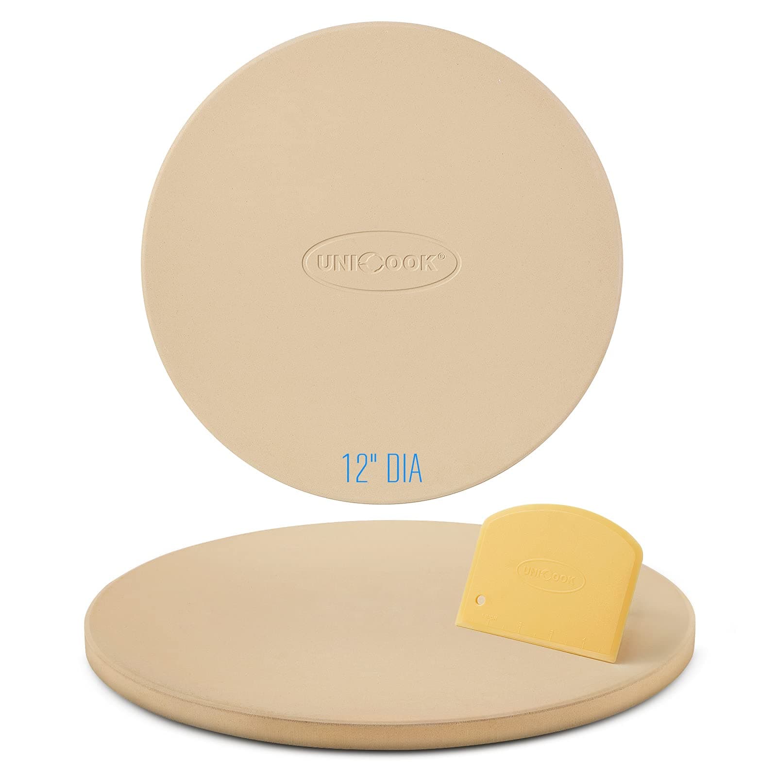 Round Pizza Stone 30.5cm, Heavy Duty Ceramic Bread Baking Stone for Oven, BBQ and Grill, Thermal Shock Resistant, Durable and Safe