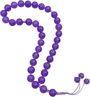 33 Beads Natural Stone Misbaha Tasbih – Prayer Beads for Meditation & Mindfulness – Stress Relief & Relaxation Gift for Men & Women – Aqeeq, Turquoise, Natural Stone Beads