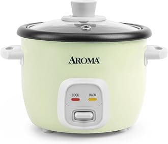 AROMA® Mini Rice Cooker, 2-Cup (Uncooked) / 4-Cup (Cooked), Grain Cooker, Soup Maker, Oatmeal Cooker, Auto Keep Warm, 1 Qt, Light Green