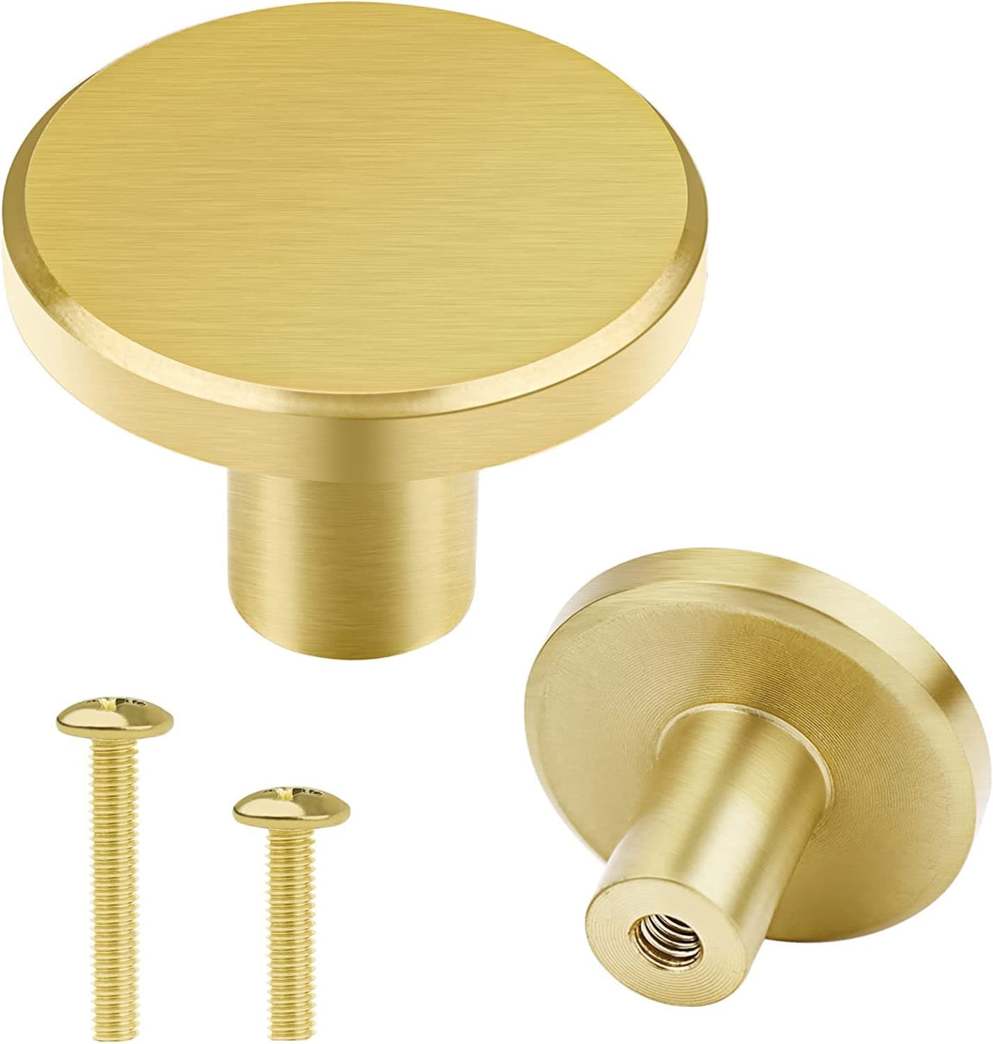 Round Brass Knobs Gold