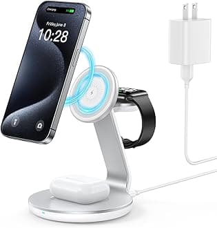 3 in 1 wireless charging station for Apple Devices,Magsafe charger Stand for iPhone 16 15 14 13 12 Pro/Max/Plus/Mini Wireless Charger Station for AirPods 2/3/Pro iWatch Ultra/8/7/SE/6/5/4/3/2
