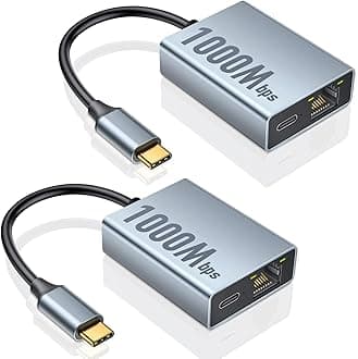 ZEXMTE 1000Mbps Ethernet Adapter for Chromecast with Google TV, USB C to RJ45 Gigabit Ethernet Adapter Compatible with Chromecast with Google TV HD/4K, Laptop, Tablet, 2 Pack