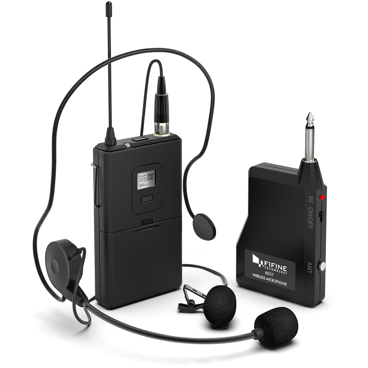 Wireless Microphone System, Wireless Microphone Set with Headset/Lavalier Lapel Mics, Beltpack Transmitter/Receiver,Ideal for Teaching, Preaching and Public Speaking Applications.(K037B)