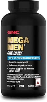 - GNC Mega Men One Daily Multivitamin | 60 Tablets | 32 Premium Ingredients | Promotes Men's Well-Being | Supports Muscle Function | Boosts Immunity | Improves Memory & Focus | Formulated In USA