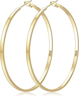 LOUMILEO Sterling Silver Hoop Earrings Large Silver Hoop Earrings for Women Lightweight Big Hoops Earring Hypoallergenic Thin Hoops Earring for Women 30/40/50/60/65/70MM