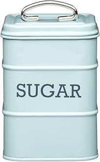 KitchenCraft Living Nostalgia LNSUGARBLU Metal Sugar Canister, 11 x 17 cm - Vintage Blue