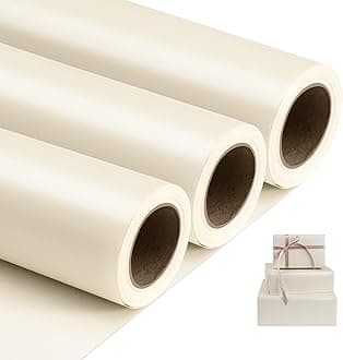 NESCCI Off white Matte Wrapping Paper,Solid Color Pearly-Lustre Paper-3 Roll,17 Inches X 32.8 Feet Per roll.Gift Wrapping Paper,Perfect for Wedding,Birthday, Christmas,DIY Bouquet