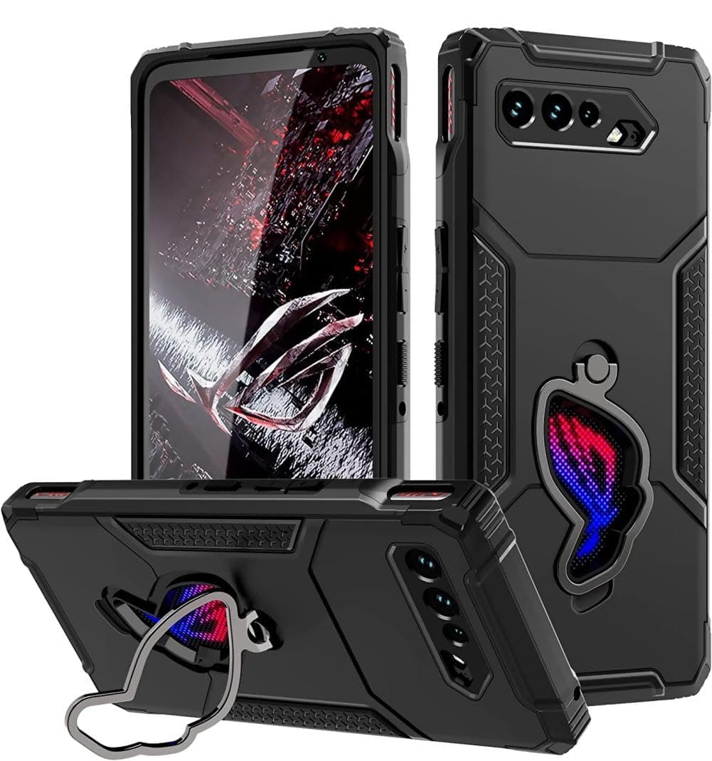 ROG Phone 5 Case, Air Trigger Compatible with Built-in Kickstand Camera Protector Military Level Full Protection Black [Fanbiya Case]