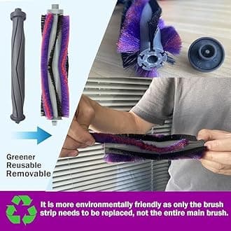 GuoYiAMA Replacement Parts for Eureka E10s Accessories Fit Compatible with Eureka E10s Robot Vacuum Cleaner,1 Main Brush, 6 Bristle Brush Strips,6 Side Brush,4 Hepa Filters,3 Mop Pads