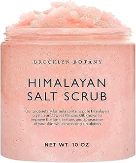 Brooklyn Botany Himalayan Salt Exfoliating Body Scrub 10 oz - All Natural Exfoliates, Moisturizes, and Cleanses With Sweet Almond Oil Promoting Radiant And Smooth Skin - Shower and Bath Exfoliator -