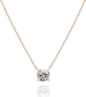 PAVOI 14K Gold Plated Swarovski Crystal Solitaire 1.5 Carat (7.3mm) CZ Dainty Choker Necklace | Gold Necklaces for Women