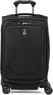 Crew Classic Lightweight Softside Expandable Carry on Luggage, 8 Wheel Spinner Suitcase, Men and Women, Carry On 21-Inch, Black
