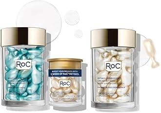 Retinol Correxion Anti-Aging Wrinkle Night Serum (30 CT) + RoC Multi Correxion Hyaluronic Acid Night Serum Capsules (30 CT) & sample, Skin Care Routine Bundle