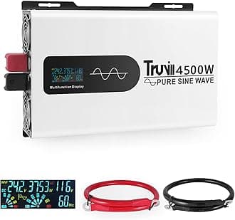 24V 4500W Pure Sine Wave Power Inverter with LED Monitor - 24V DC to 110V/120V, Solar/Off-Grid, Home/RV/Truck, Built-in AC Hardwire Ports