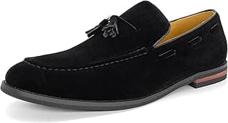 Men's Suede Slippers Loafers Dress Shoes with Tassel Flats Slip-on Prom Loafer