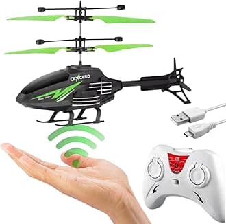 Outdoor and Indoor Flying Helicopter with Remote Control | Electronic Radio RC Remote Control Toy | Charging Helicopter with 3D Light & Safety Sensor for Kids - Pack of 1 (Black Green)