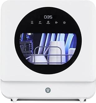 Dishwasher Countertop Compact Portable Dishwasher with Faucet & Self-Priming Water Modes Water Inlet, Compact with More Space Inside,6 Programs Ideal for RV & Apartments, No Hookup Needed