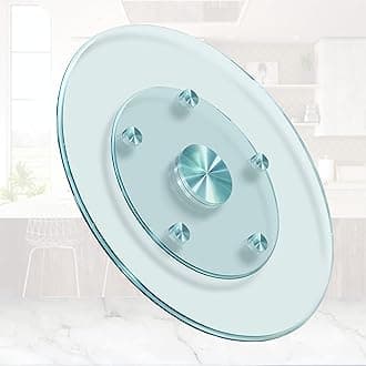 40'' Glass Lazy Susan Turntable Dining Table, 360° Large Round Serving Plate Tabletop Rotating Tray with with 6 Elegance Assist Rotating Wheels, Serving Plate Silent & Smooth Spin, (40inch/101cm)