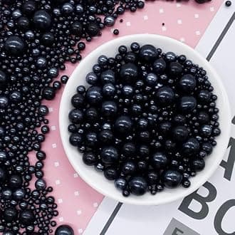 Halloween Sprinkles Edible Pearls Sugar Sprinkles Black Candy 120g/ 4.2oz Desserts Cake Decorations Cupcake Toppers Cookie Decorating Ice Cream Toppings Celebrations Shaker Jar Wedding