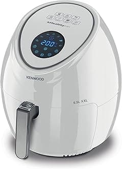 Kenwood Digital Air Fryer XXL 5.5L 2.4KG 1800W with Rapid Hot Air Circulation for Frying, Grilling, Broiling, Roasting, Baking and Toasting HFP50.000WH, White