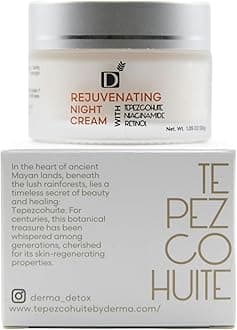 Rejuvenating Facial Night Cream with Retinol, Tepezcohuite, Niacinamide - cruelty-free, vegan, paraben-free silicone-free Mexican Natural skincare ingredients